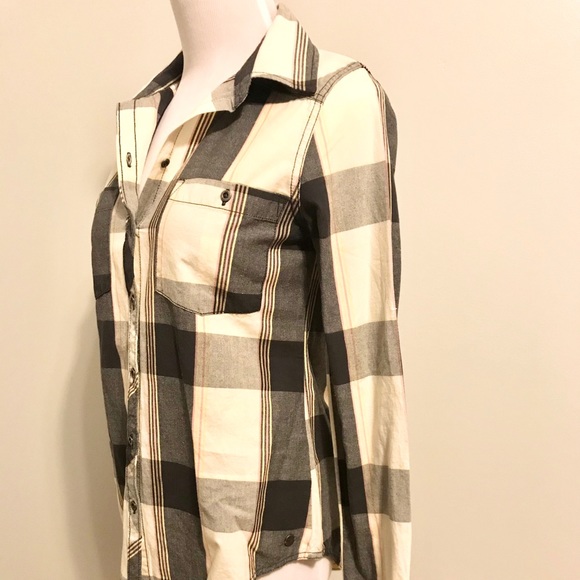 Roxy Ladies Grey Roll Sleeve Blouse Shirt - Picture 2 of 8